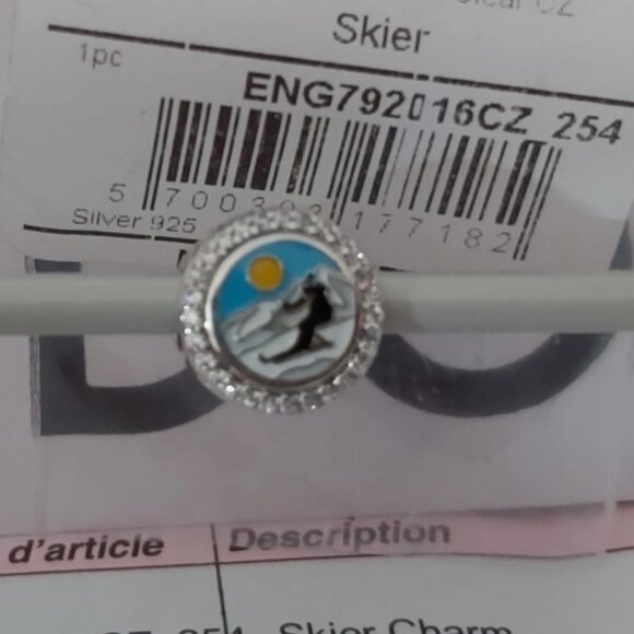 AUTHENTIC PANDORA Sterling Silver Skier Button Charm with Cz's ENG792016CZ_254 - Picture 4 of 10